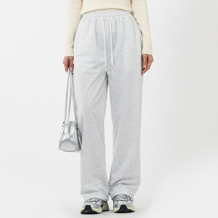 엘쏘 여성용 데일리 편안한 쭈리 와이드 밴딩 트레이닝 팬츠