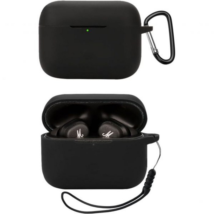 마샬 모티프 ⅱ A.N.C. 케이스 커버의 제네릭 여성용 키체인이 있는 보호 실리콘 스킨 액세서리 A.N.C.용. 충전 전면 LED 표시 검은색