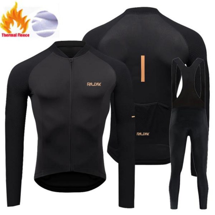 2023 남성용 긴팔 보온 플리스 자전거 저지 세트, 따뜻한 MTB 사이클링 의류, 겨울 신상
