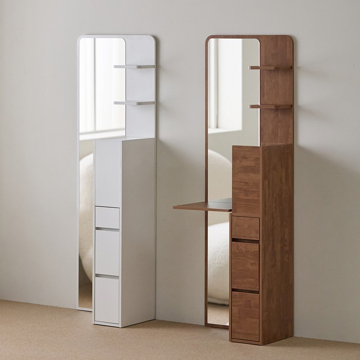 윈터세일 파로마 메이 전신거울 폴딩선반 수납 스탠딩 화장대, 헤이즐넛