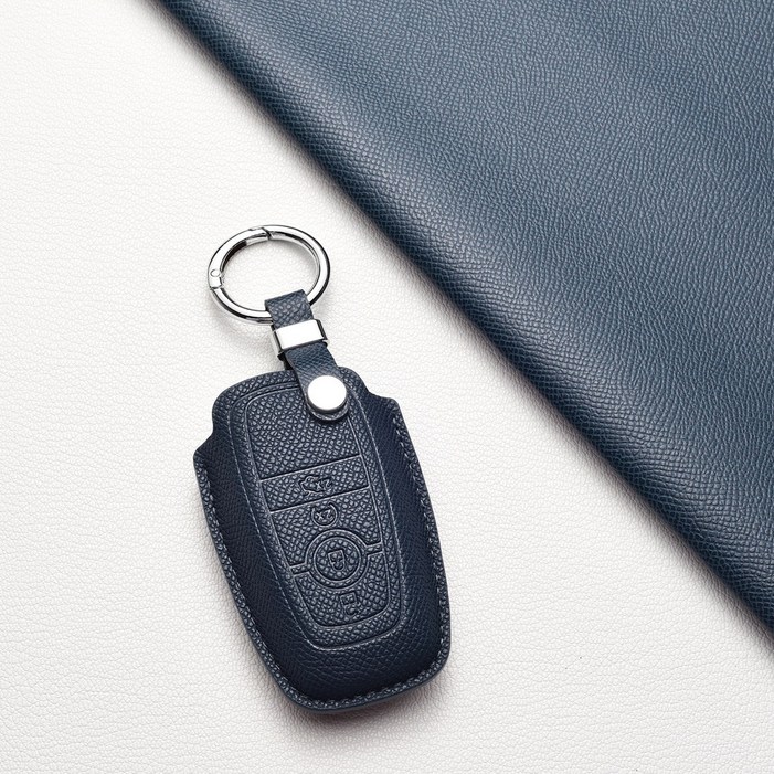 포드 핸드그립 키커버 케이스  방스크래치 내마모성  익스플로러, 브롱코, 레인저, 익스페디션, 토러스, 머스탱, 링컨 등 호환, 포드 E4 타입스마트형, 다크 네이비