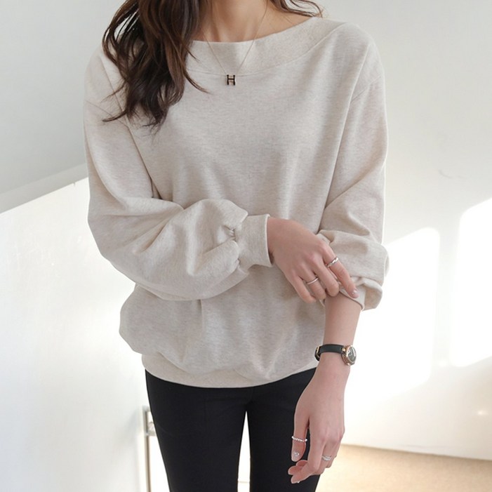 데일리앤 보트넥 여성 루즈핏 무지 맨투맨 데일리앤 보트넥 여성 루즈핏 무지 맨투맨