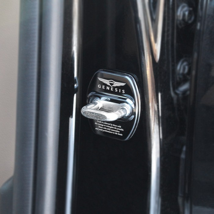 스타 제네시스 G70 G80 G90 레터링 각인 크롬 도어스트라이커 체결커버 도어락 몰딩, 블랙