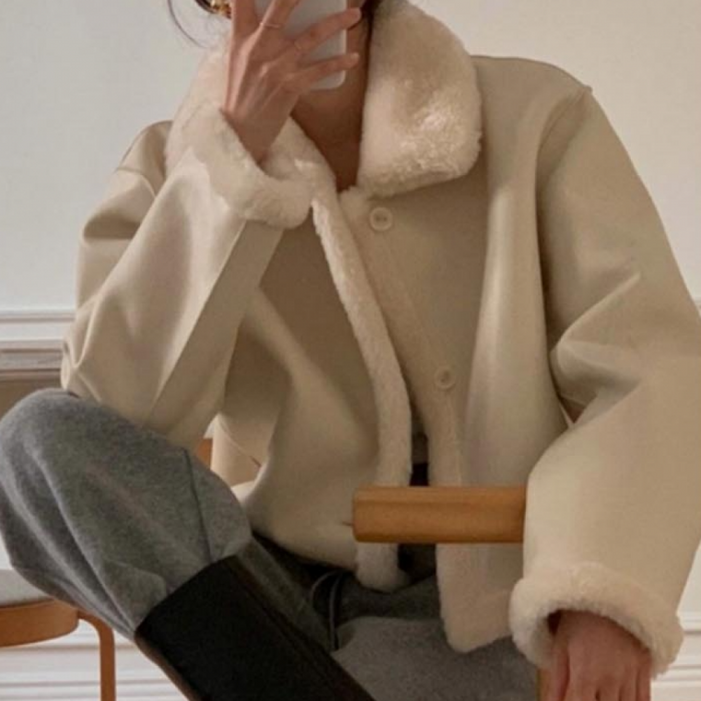 여성 레더 아우터 리버시블 디자인 양면 자켓 따뜻하고 포근한 점퍼