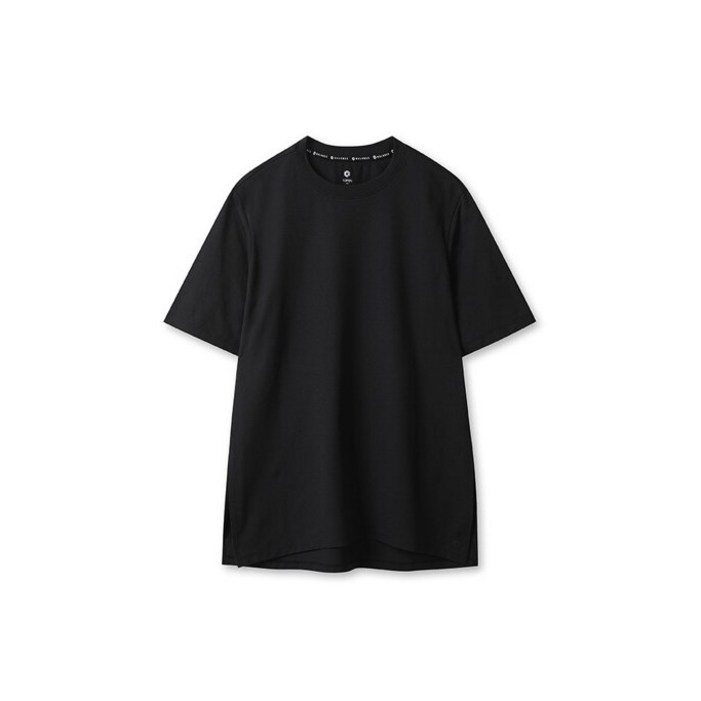 탑텐 밸런스 여성반팔티 여성반팔 여성티셔츠 롱티 롱티셔츠 양옆트임 트임반팔 롱반팔 빅사이즈 롱타입 레깅스커버업 스포츠롱티셔츠 스포츠반팔 반팔티 (루즈핏) MBF5TS2202(블랙)