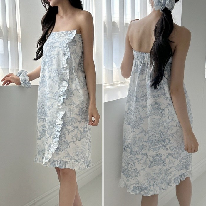 여성 샤워가운 골프 라운딩 목욕 호텔 여행 샤워랩 면실크 트왈드주이 고급원단 국내제작