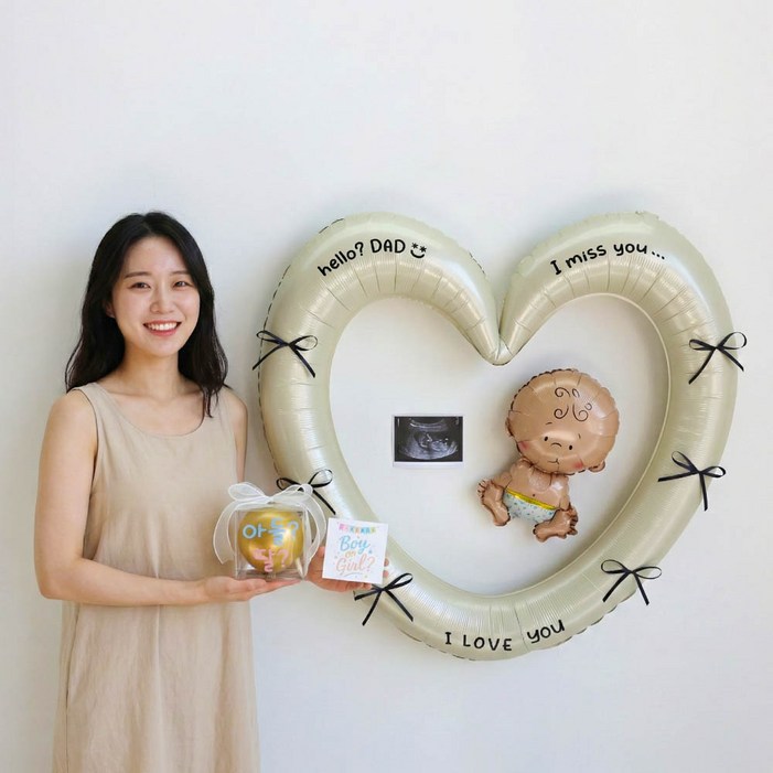 이벤트홀릭 젠더리빌 미니 풍선 박스 세트 성별 공개 베이비샤워 파티 임신 축하 선물, 1개, 03.아들딸 풀세트