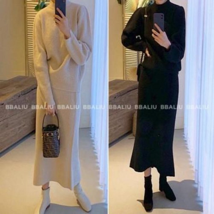 보웬 하찌 퍼프 니트 스커트 개별옵션