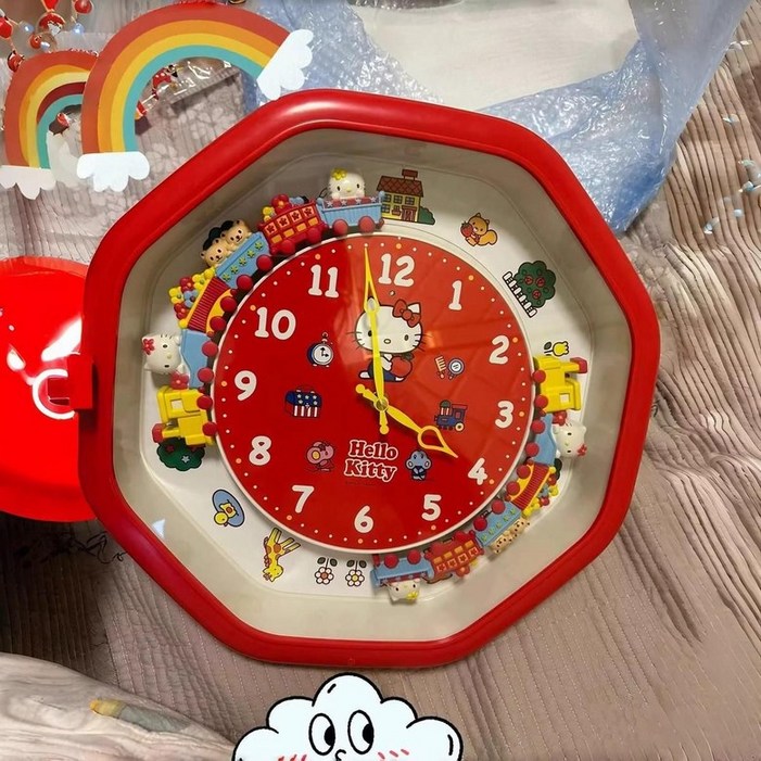 키티시계 피규어 벽시계 집들이 신혼부부 레드 시계 선물 기차