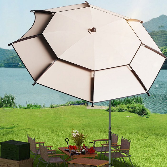 반전  특대형 이층 캠핑 파라솔 360도각도조절 낚시파라솔