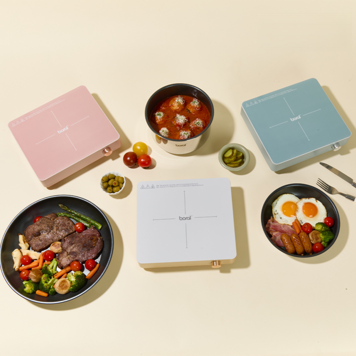 보랄 더 셰프 인덕션 BR-C160J 감성 주방용 사각 전기렌지 (3가지 색상 인테리어 감성 핑크, 아이보리, 블루)