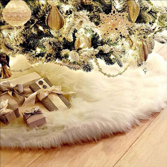 크리스마스 트리 장모 러그 받침대 카페트 스커트 풍성한 장모털 고급형 원형 122cm 가리개 ORC122