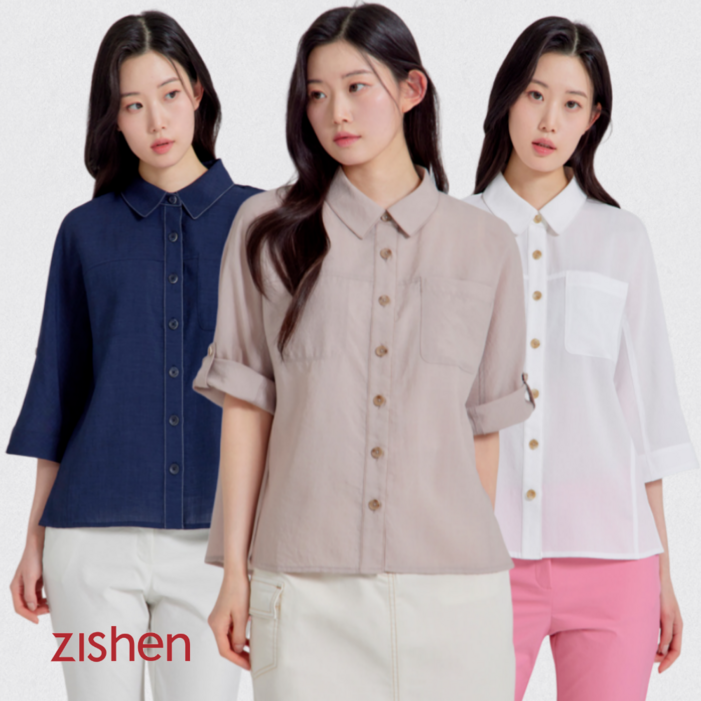 지센창원 카치온 소매 턴업 블라우스 LFWSP401