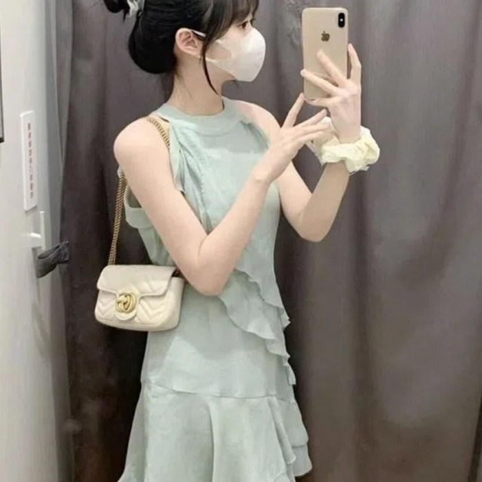 투니스 여성 심플 A라인 숏 민소매 원피스