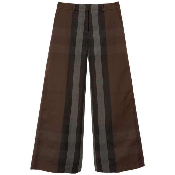 버버리 체크 패턴 와이드 팬츠