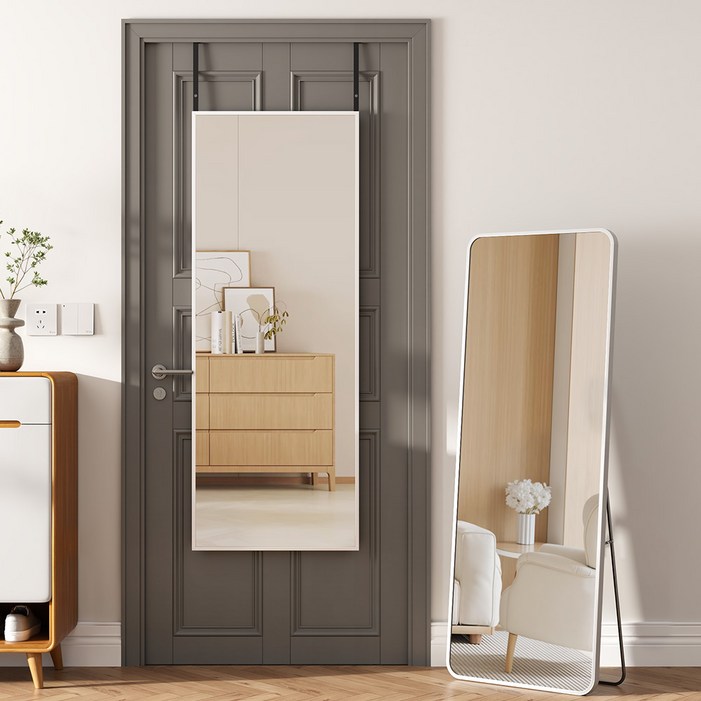 안토크 전신거울 3in1 벽거울 문걸이거울 35120cm, 화이트둥근