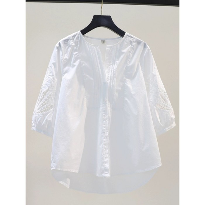 패션고리  라운드 셔링 하객 여성 여름 블라우스 ZX056