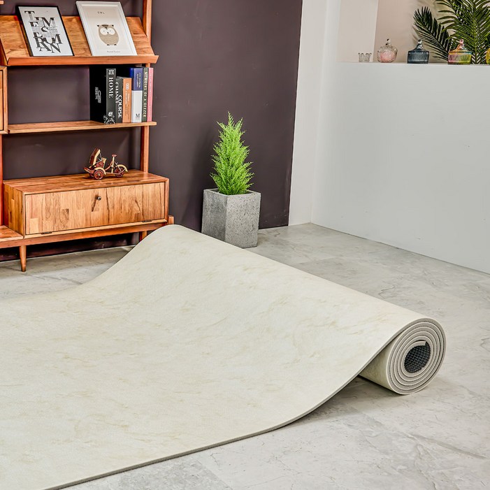 로하우스 PVC 층간소음 롤매트 두께 1.5cm, 마블아이보리