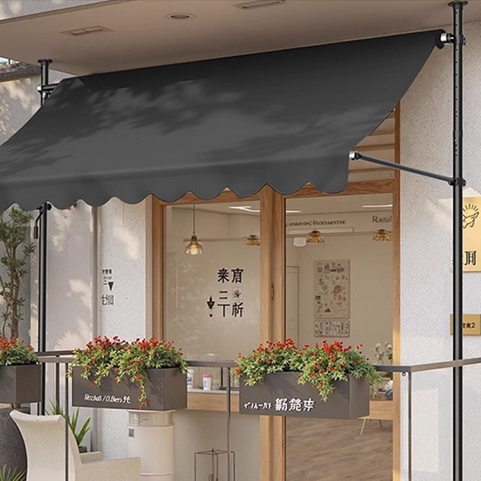 무타공 어닝 접이식 수동 고정 햇빛가리개 방수 옥상 테라스 가게 옥상 차양막 비가림막