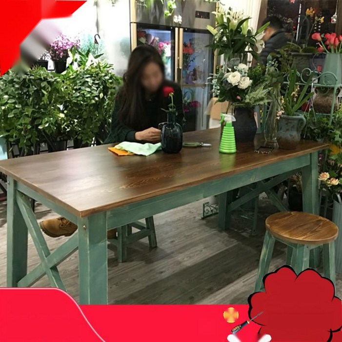 공방 느낌 6인용 원목 작업대 낮은 식탁 겸용 테이블세트