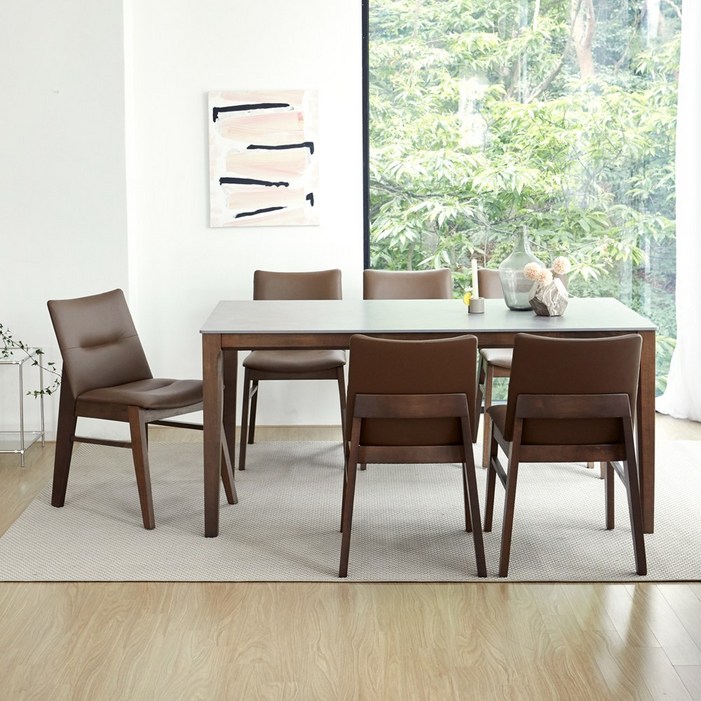 베스트리빙 데미안 빈츠 포세린 6인용 통 세라믹식탁 테이블세트의자6개3colors, 모카화이트마블