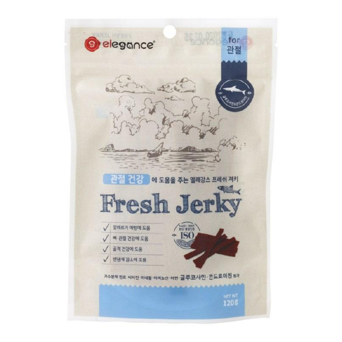 엘레강스펫 강아지 저알러지 가수분해 간식 프레쉬 져키, 관절건강, 120g, 6개