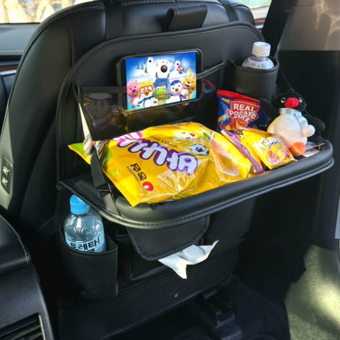 프리미엄 가죽 피코니 차량용 뒷자석 정리 수납포켓, 스페이스 블랙, 1개