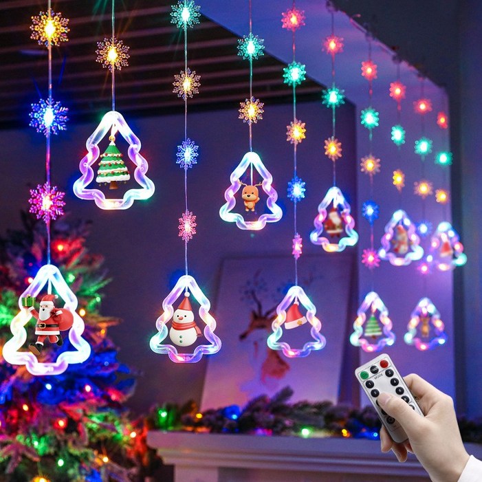 Frokom 크리스마스 눈꽃 LED 가랜드 알전구 리모컨 줄조명, 소원등 트리소원등리모컨없음, 1개