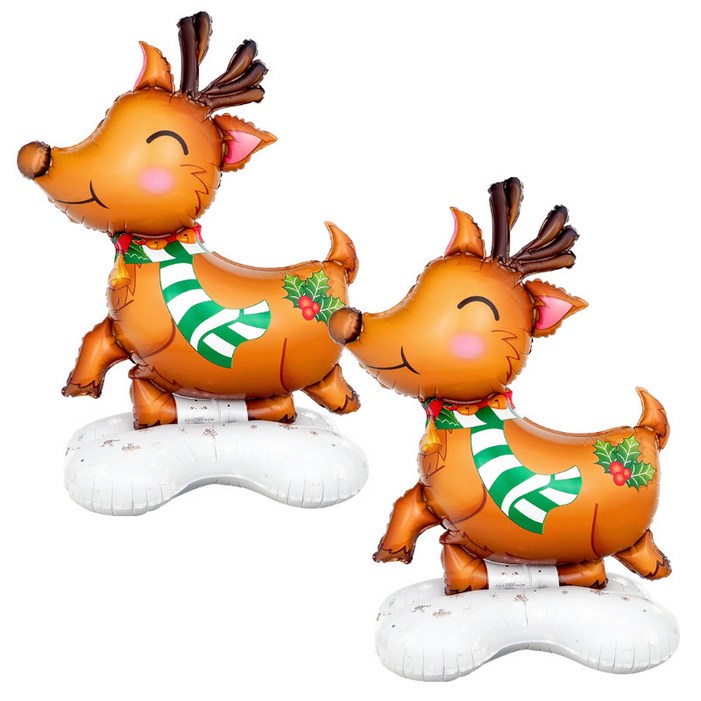 파티팡 크리스마스 XMAS 에어벌룬 스마일 루돌프 대형 루돌프 대형풍선 80cm115cm 2개입, 1세트