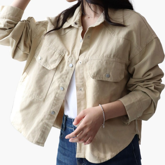 메리앤유 소프트 코튼 루즈핏 셔츠 자켓 간절기 남방 아우터