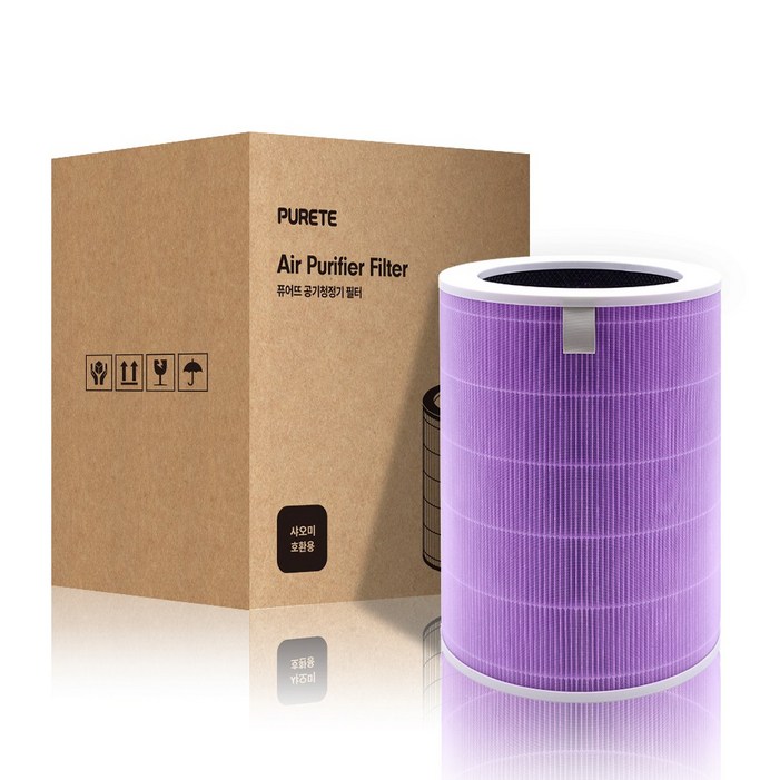 퓨어뜨 샤오미 미에어 공기청정기 필터 퍼플 호환용, 2개, 미에어퍼플