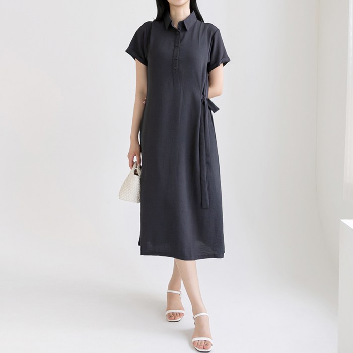 허블리 여성 여름 체형커버 냉감소재 반팔 셔츠 원피스