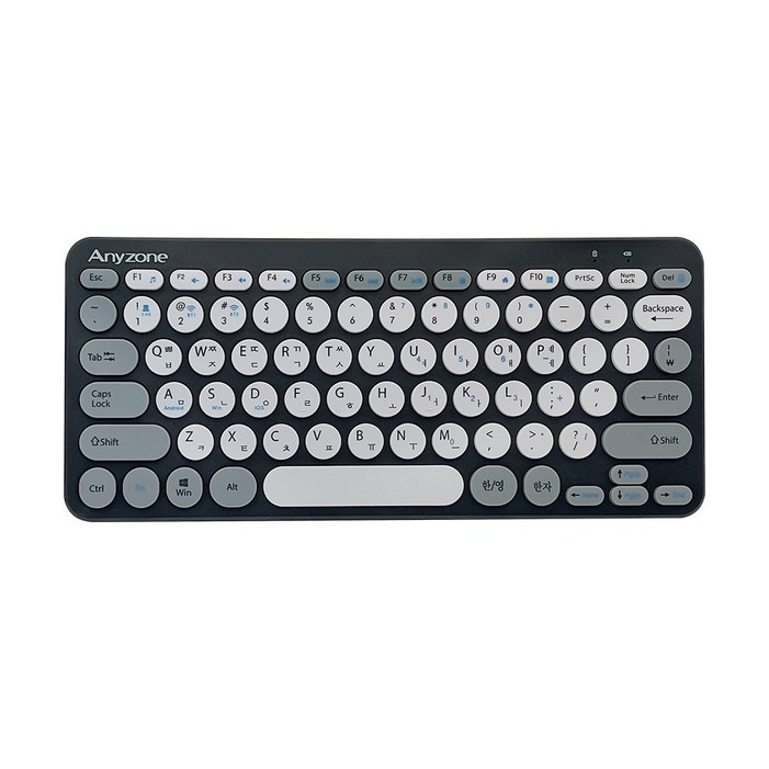 전용키스킨포함 애니존 무선 블루투스 키보드 미니 저소음 멤브레인 휴대용 키보드, 블랙 그레이, ANYK5