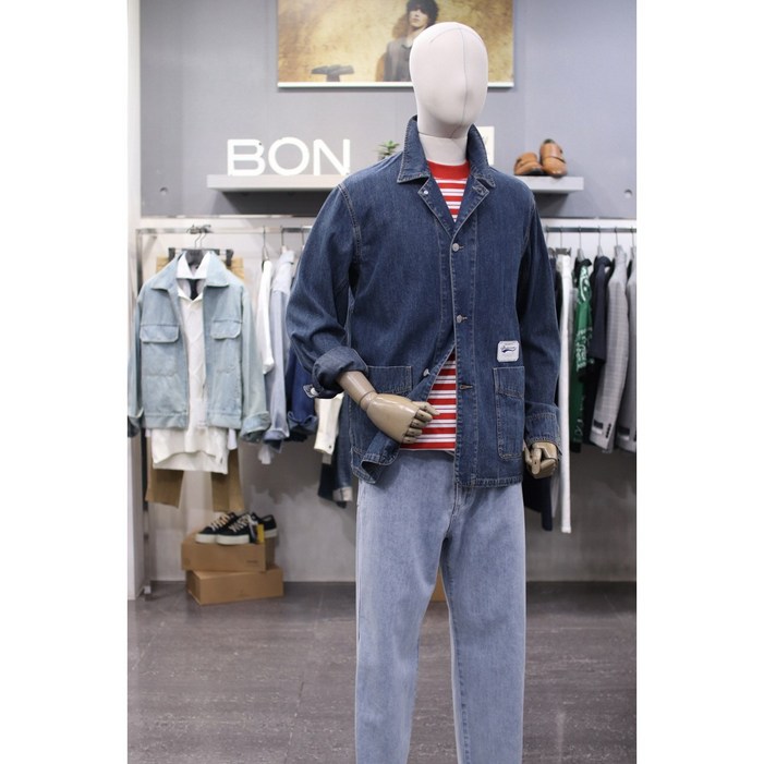 BON 데님 점퍼 BNESJ408NY 블루 4버튼 청키 워싱 청자켓