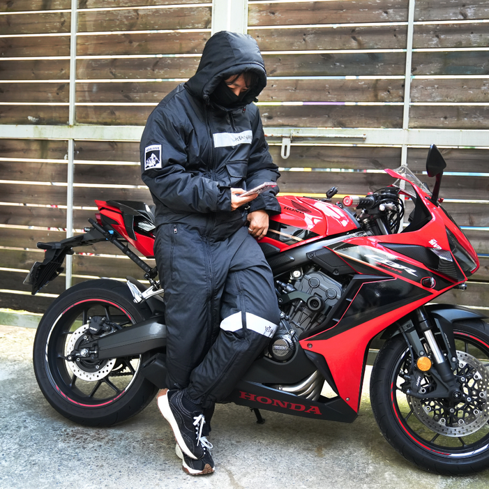 오토바이 우주복 방한복 배달대행 라이더 겨울 패딩 방한용품, 블랙