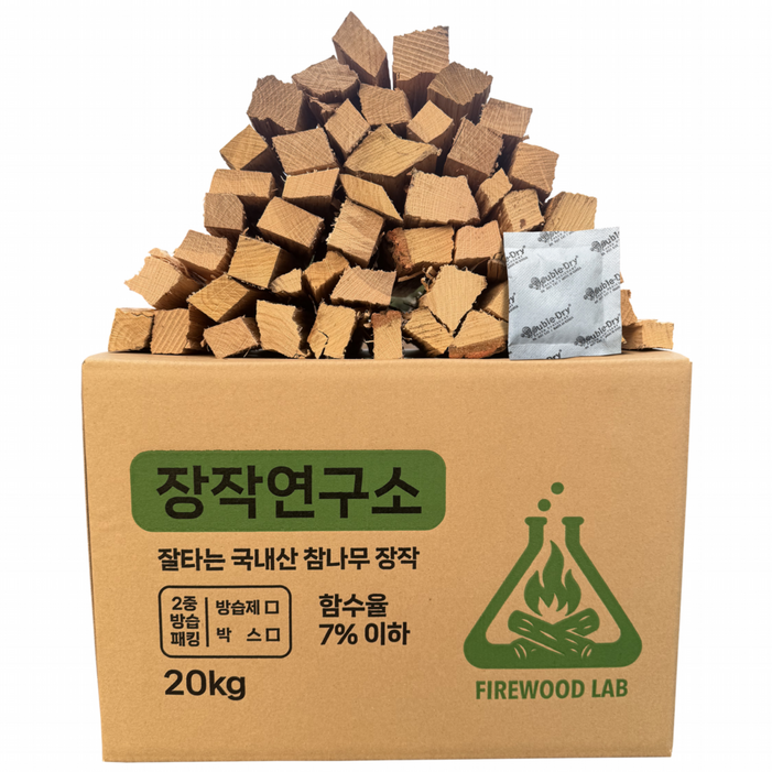 장작연구소 프리미엄 국산 참나무 장작 3차건조 20kg, 1개, 20kg