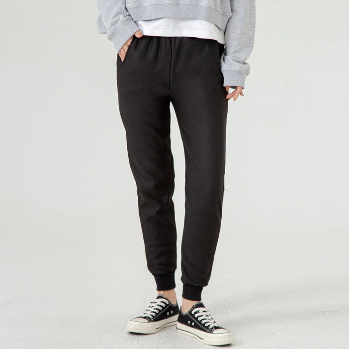 캐럿 여성용 융털 기모 베이직 조거 팬츠