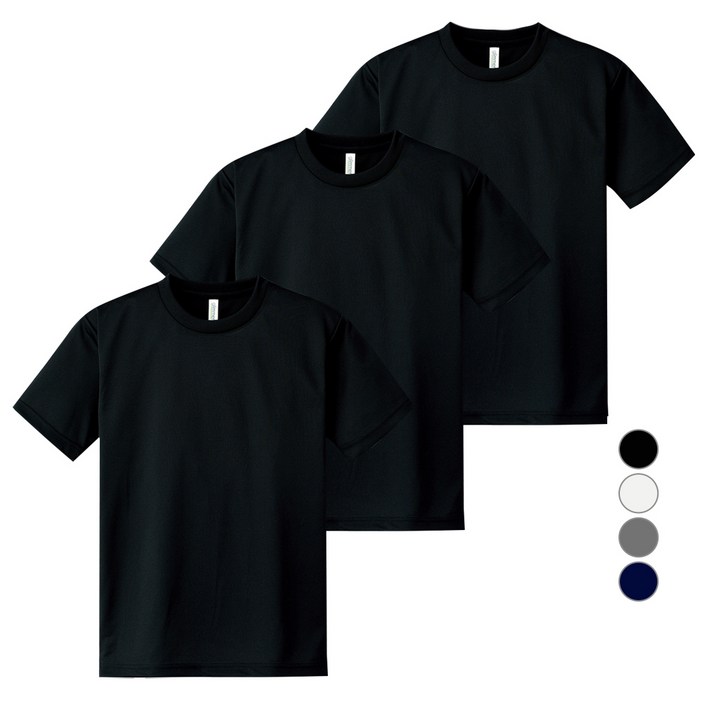 티팜 남녀공용 냉감 통기성 기능성 드라이쿨 라운드 반팔티셔츠 3p