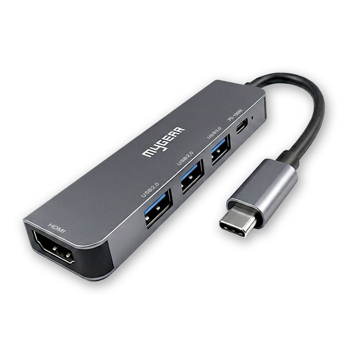 마이기어 5 in 1 C타입 USB 3.0 멀티 허브 4K HDMI PD100W 삼성 DEX 미러링 호환 MYGR-UH5P1