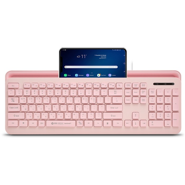이큐메딕 항균 모바일 거치형 저소음 유선 일반형 키보드, 핑크, SanitizeK1, 제조사축