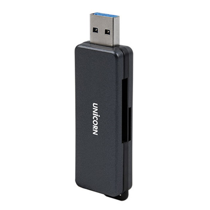 유니콘 USB 3.0 슬라이딩방식 휴대용 멀티 카드리더기, 블랙Black, XC770A