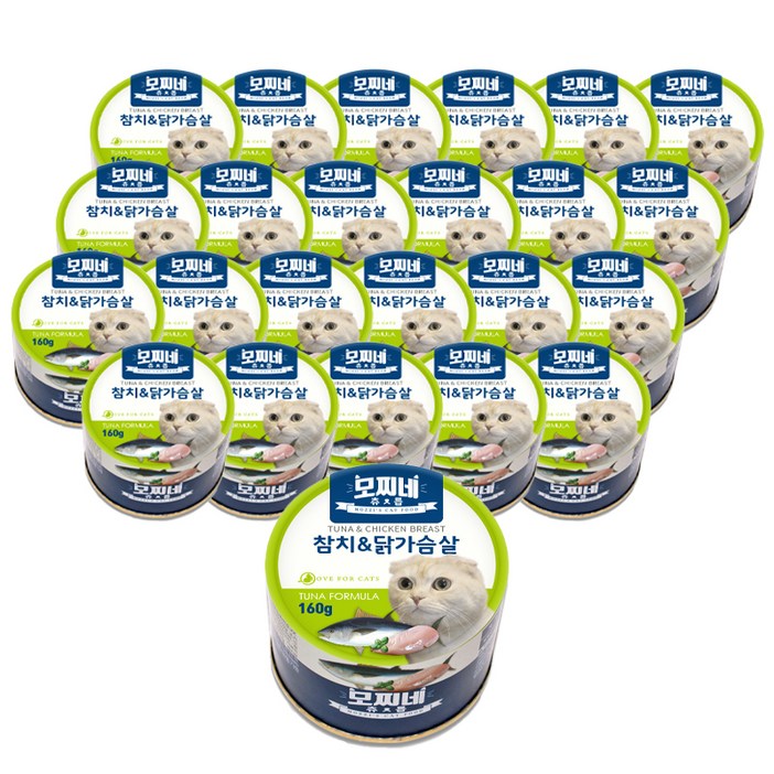 모찌네 고양이캔 츄릅 주식캔 24p, 참치 + 닭가슴살 혼합맛, 160g, 24개