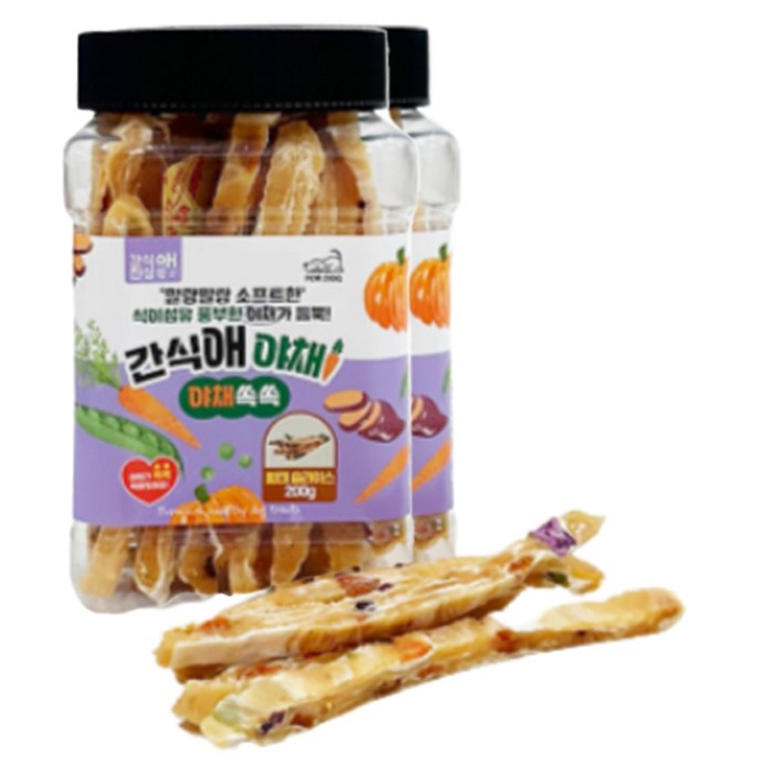 강아지 간식애야채 슬라이스 통 간식, 200g, 2개, 황태