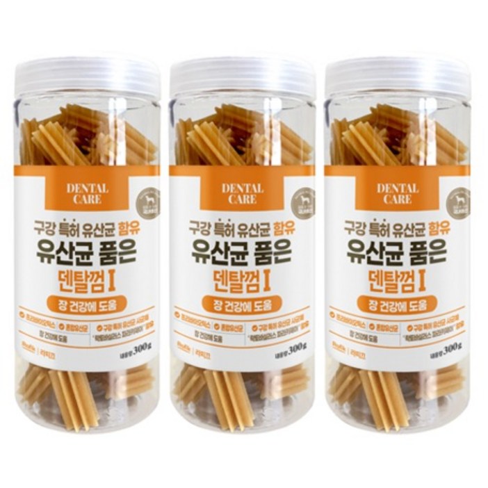 라피끄 강아지 유산균 품은 덴탈껌, 장 건강, 300g, 3개
