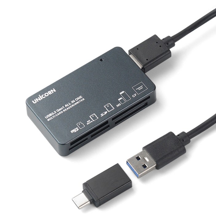유니콘 멀티 USB3.2 Gen1 6in1 올인원117종 지원 카드리더기, 블랙, 1개, XC5000M