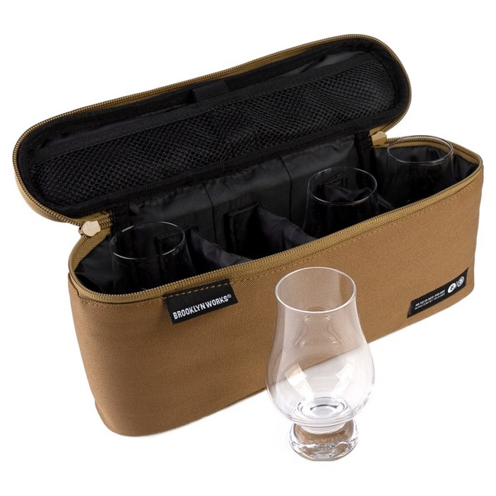 글렌캐런 캠핑에디션 글래스 4종  브룩클린웍스 여행 캠핑용 트래블 글래스백 M 탄 세트