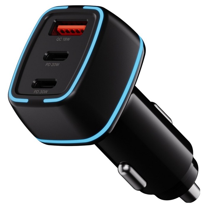 뉴클 PD 50W 3포트 차량용 시거잭 C타입 USB타입 고속 충전기, NCCC2C1U11TD, 블랙