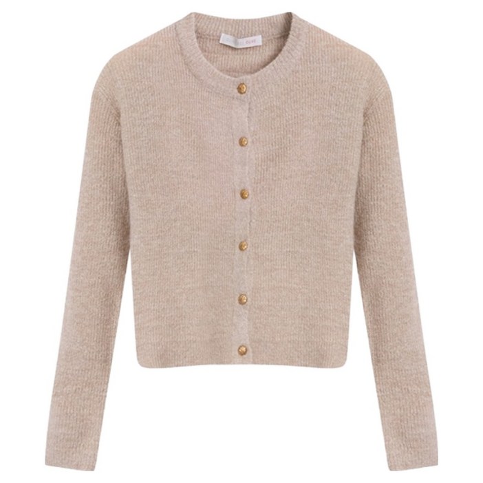 올리브데올리브 여성용 모혼방 골드버튼 라운드 가디건