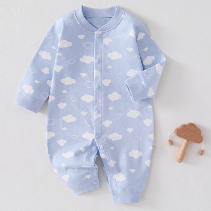 베베니즈 신생아용 뭉게구름 파스텔 긴팔 우주복