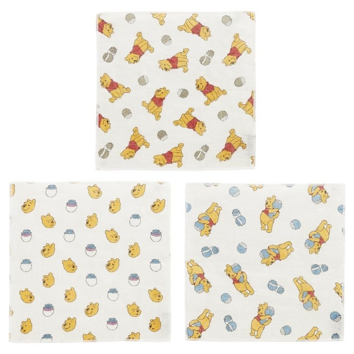 스케이터 KFKC3 일본식 면 행주 3p 세트 디즈니 푸우